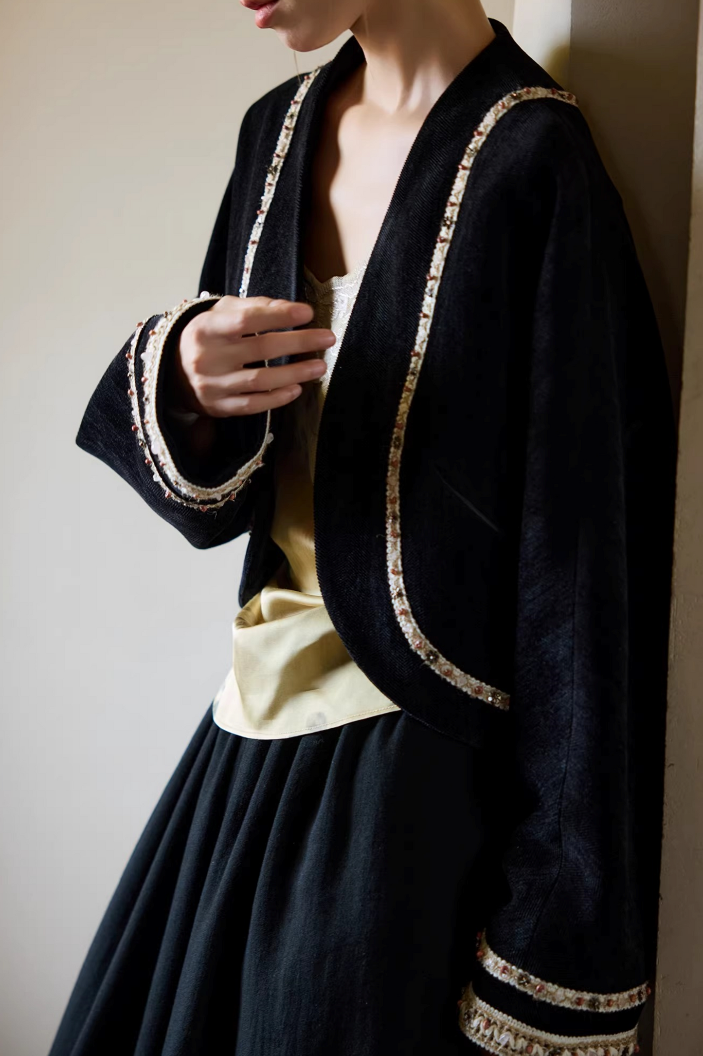 Ethnic Black Cocoon Jacket
