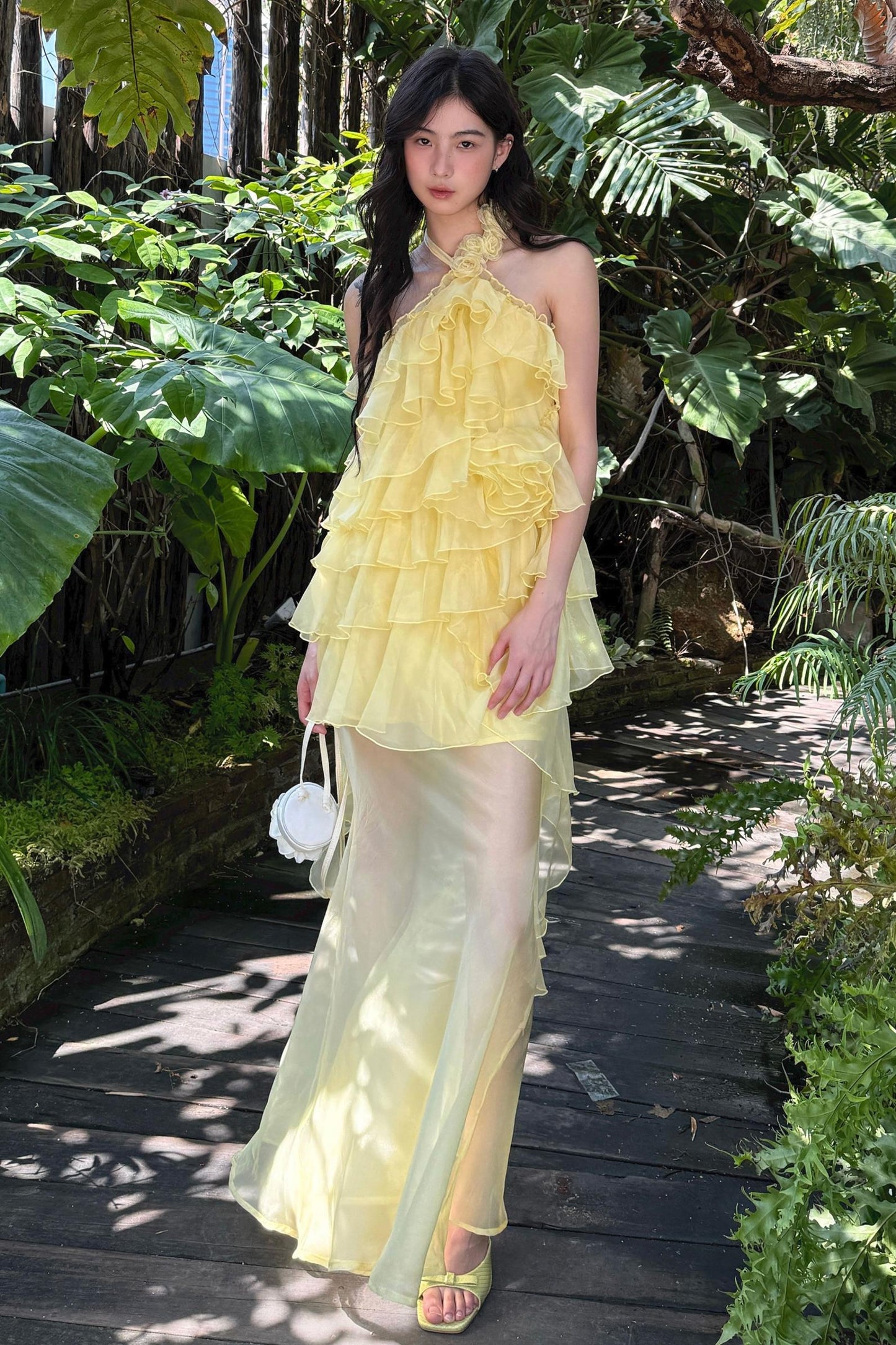 Rose Mesh Fishtail Dress