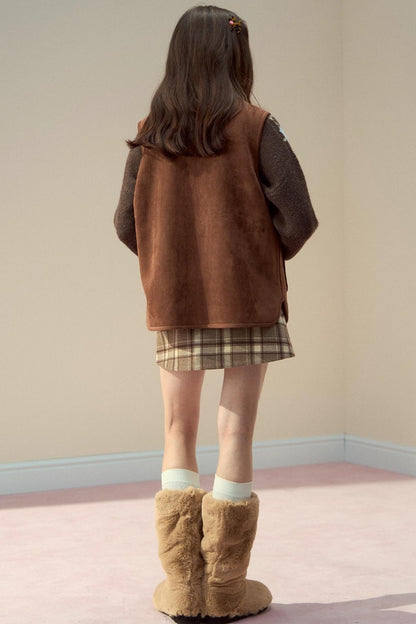 Reversible Bow Strap Fur Vest