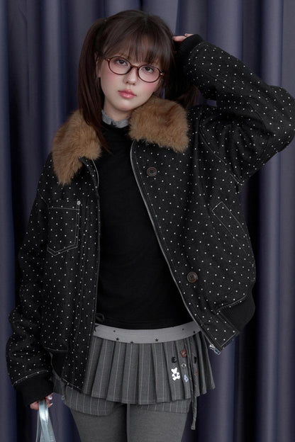 Fighting Spirit Detachable Fur Collar Jacket