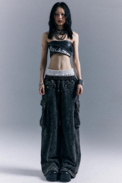 Double Waistband Wide-Leg Trousers