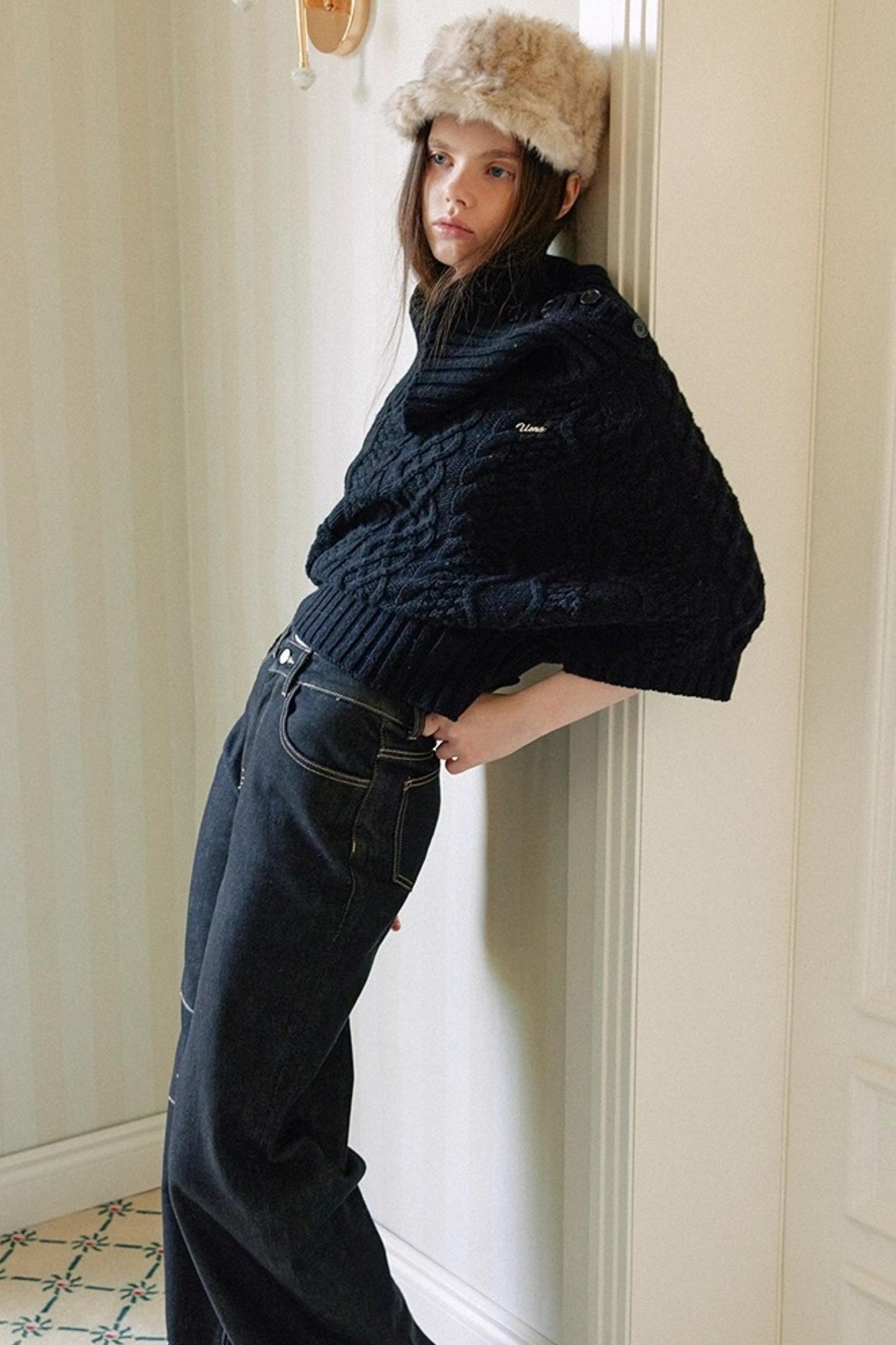 Asymmetrical Merino Wool Cape Sweater