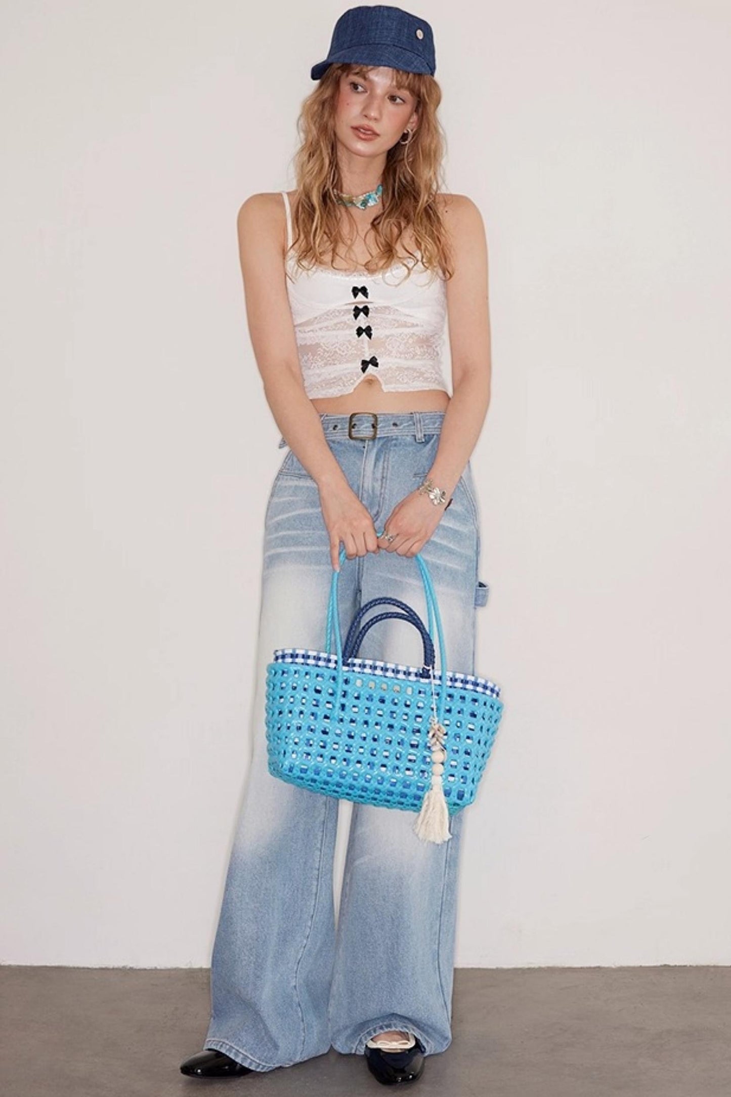 Vintage Blue Distressed Straight Jeans