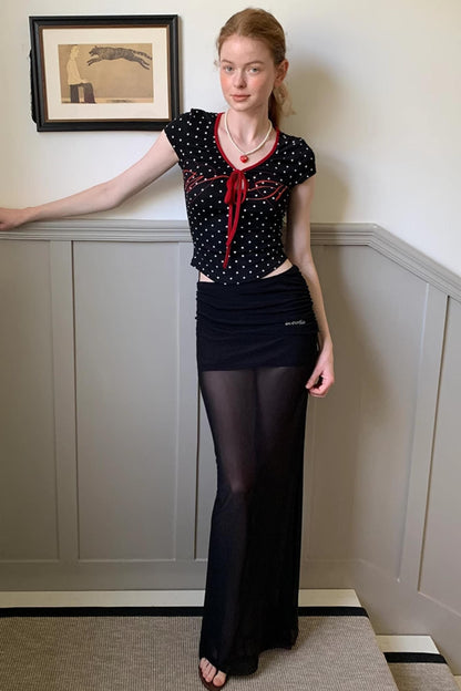 Summer Polka Dot V-Neck Tee