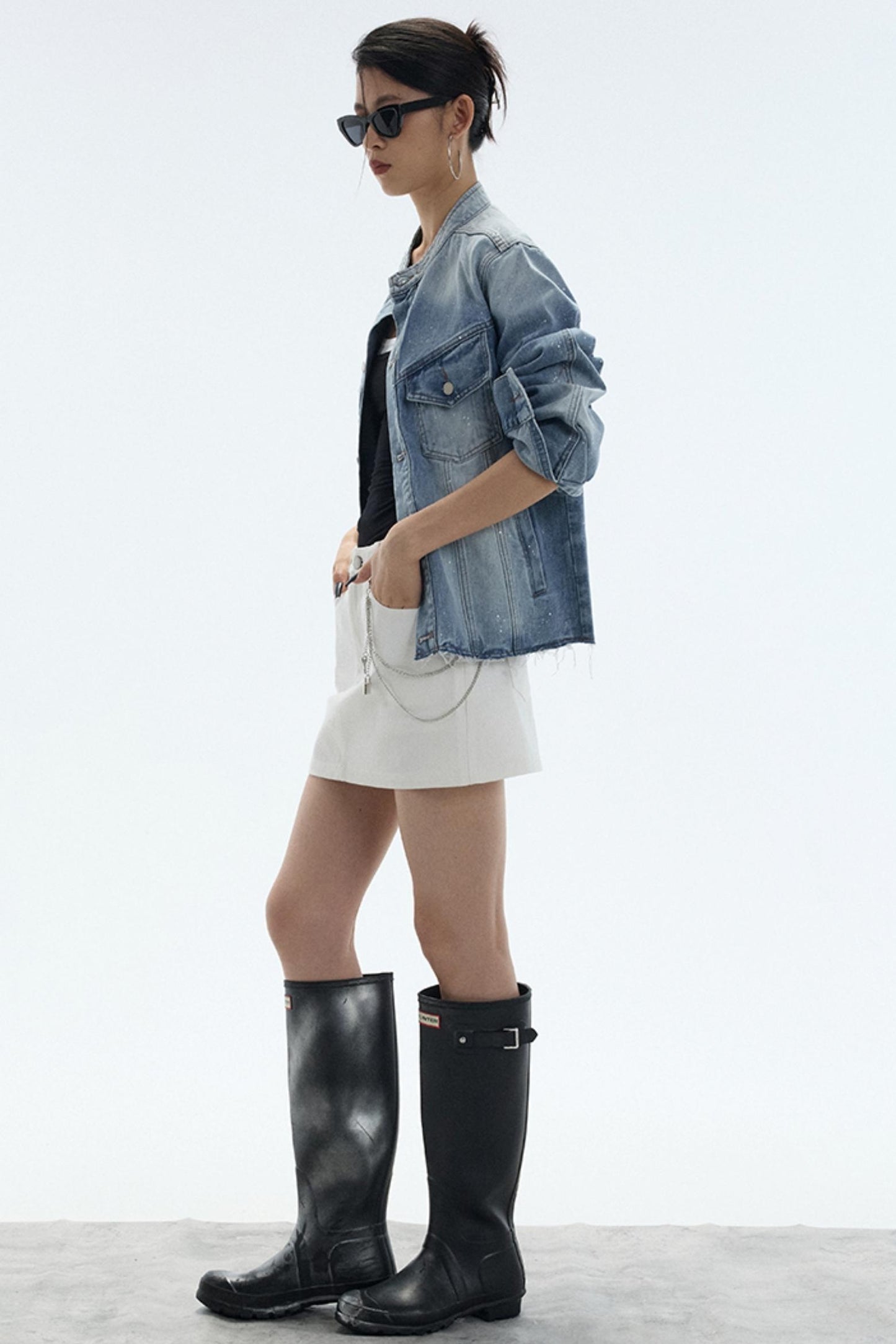 Slimming White A-Line Denim Skirt