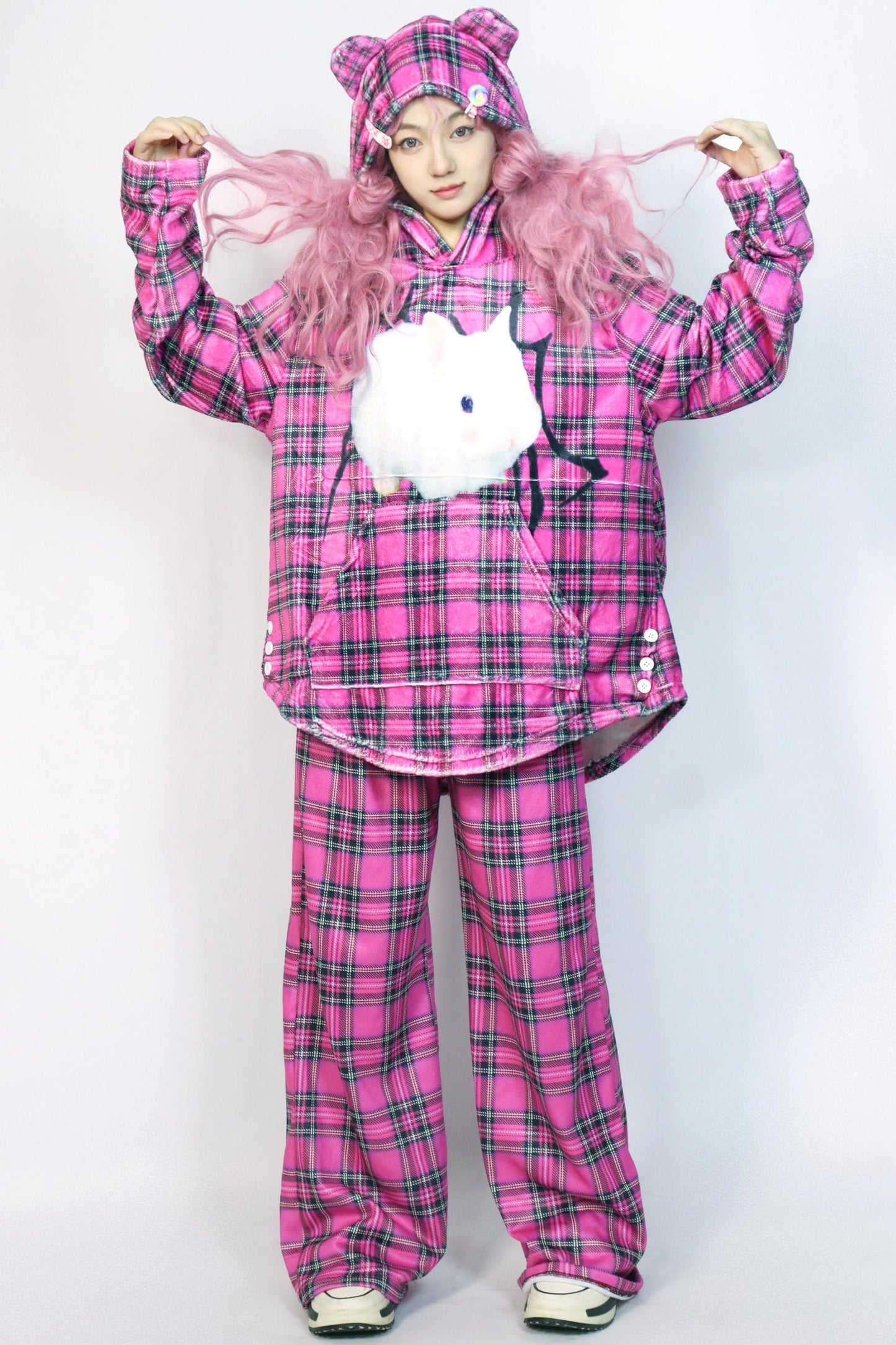 Pink Bunny Hooded Top