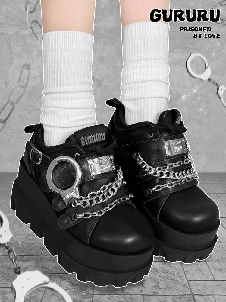 Y2K Handcuffs Velcro Platform Shoes