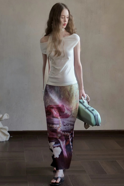 Pearls Scattered Pleated Skirt Set