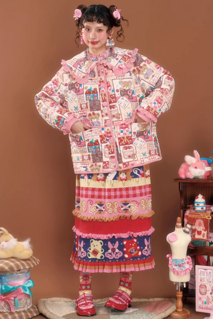 Rosa Patchwork Steppjacke