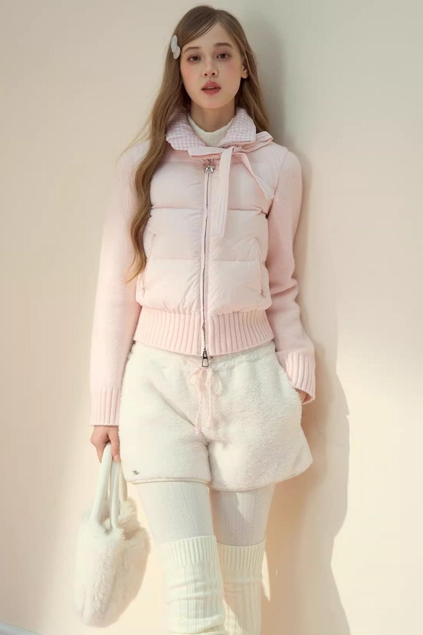 Pink Cloud Knitted Patchwork Jacket