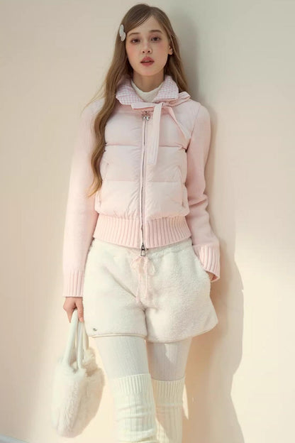 Pink Cloud Knitted Patchwork Jacket