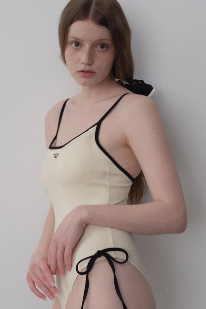 Tropical Bow Tie Suspender Bodysuit