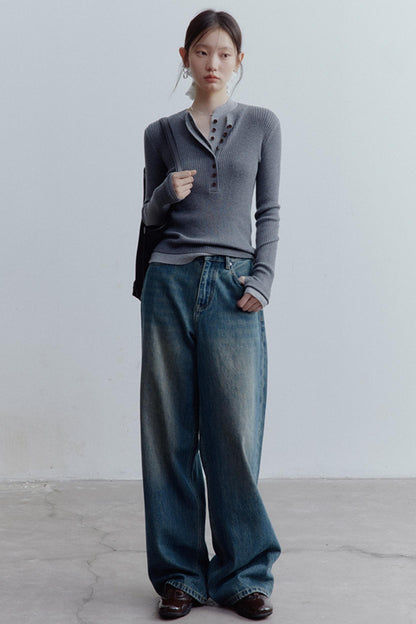 Restless Blue Wide-leg Denim Jeans