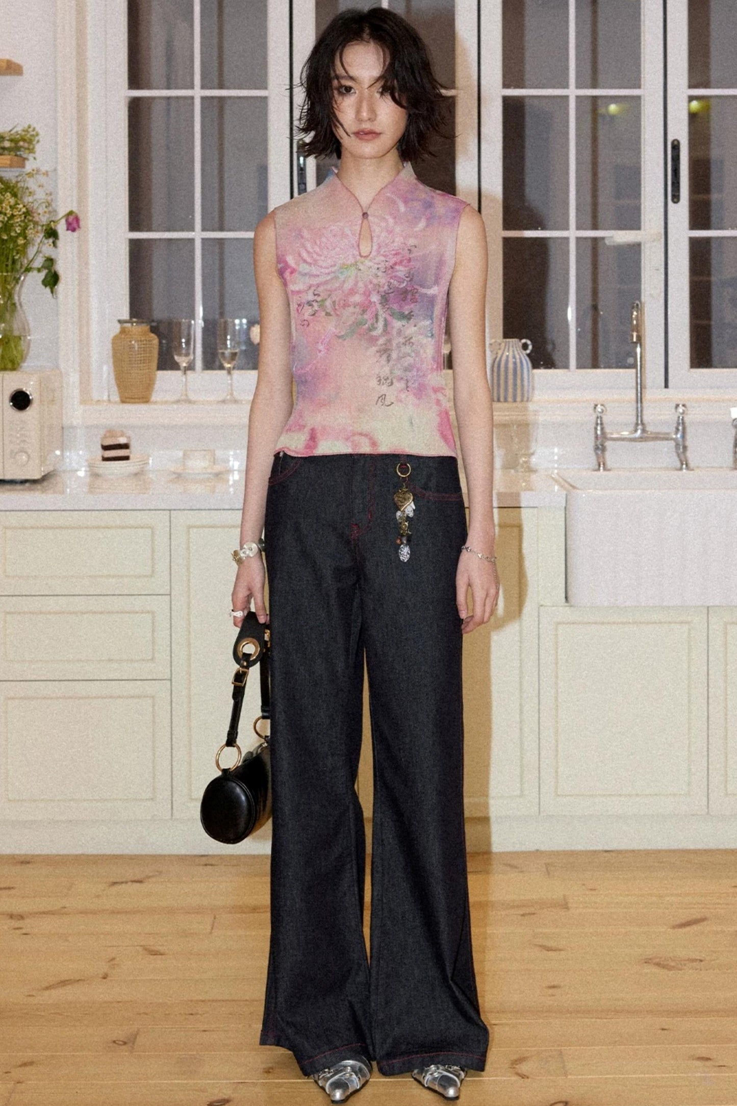 Twilight Chrysanthemum Pleated Vest