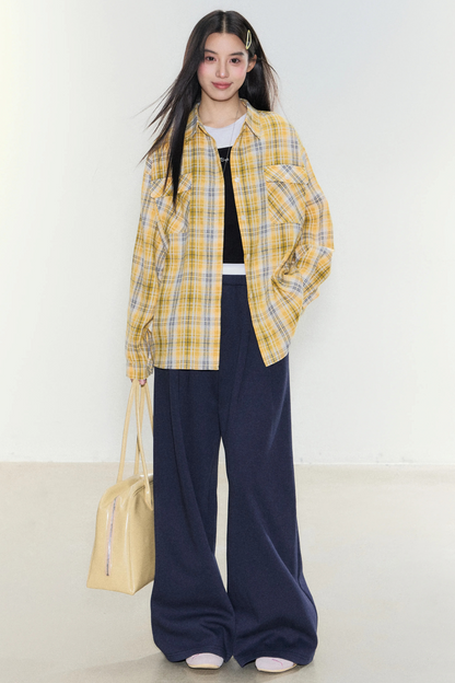 Morning Story Yellow Plaid Shirt Jacket