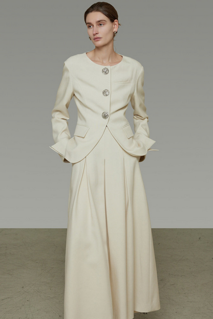 Collarless Slim-Fit Two-Piece Set-Up