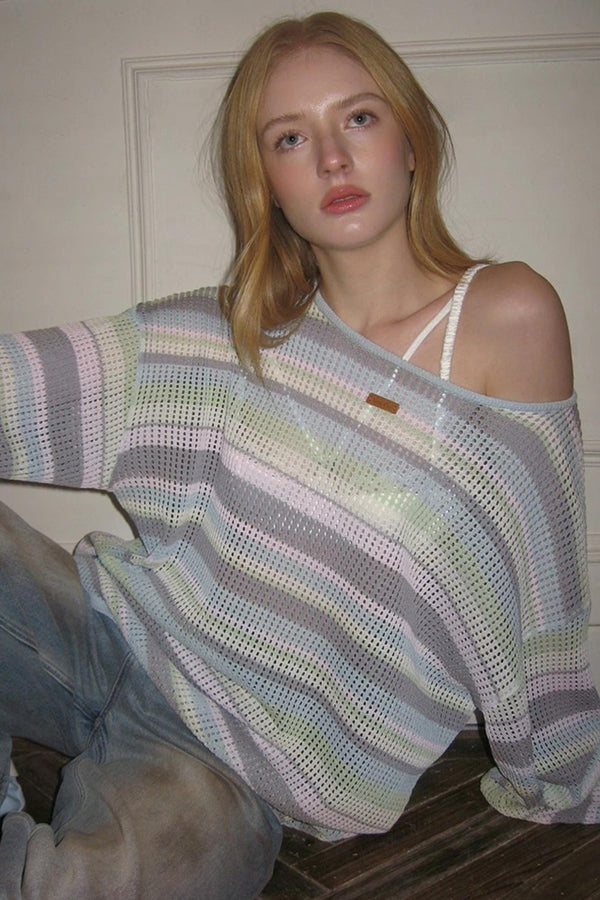 Rainbow Waves Knit Sweater