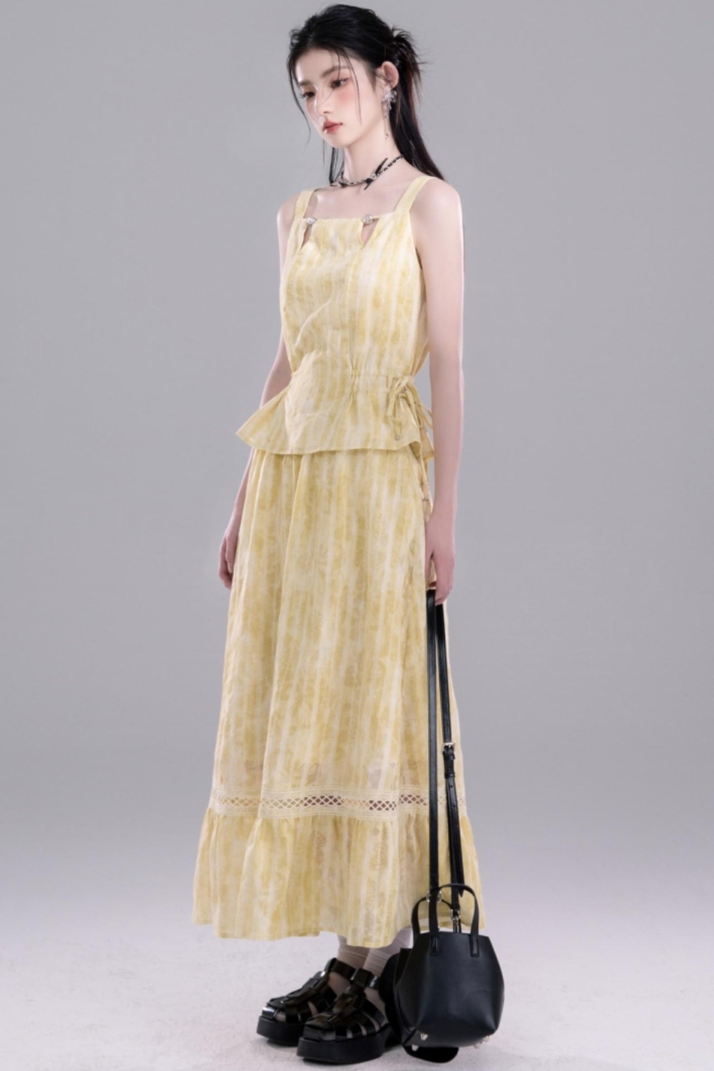 Sandalwood Drawstring Ensemble Skirt Set-Up