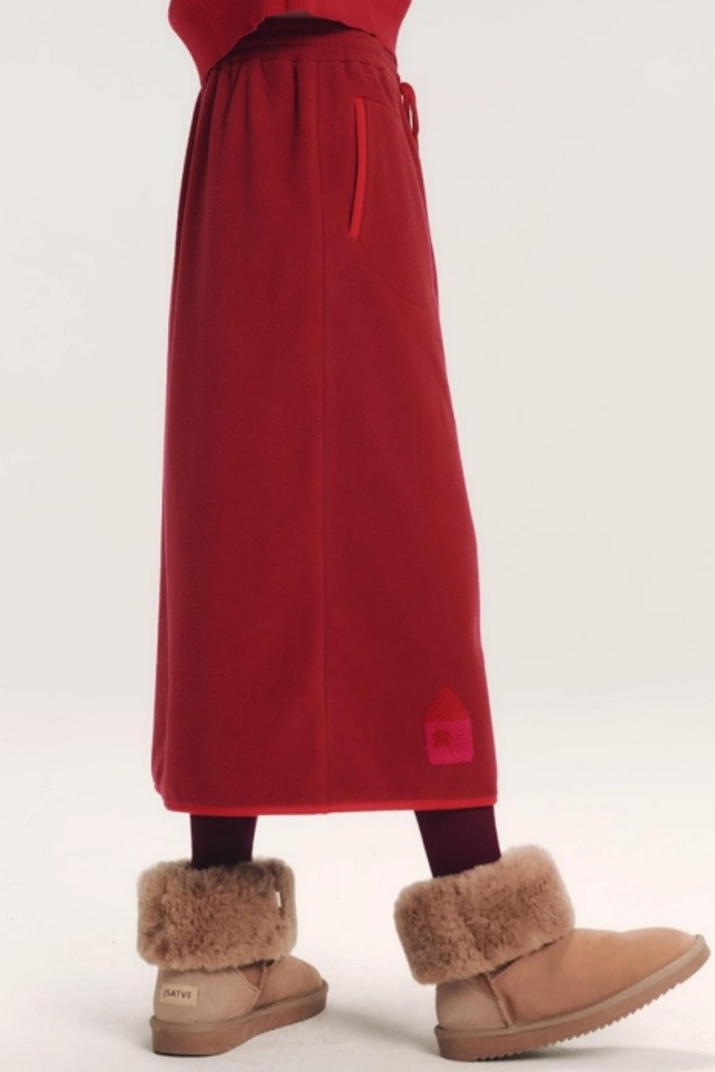 Embroidered Color-Block Skirt