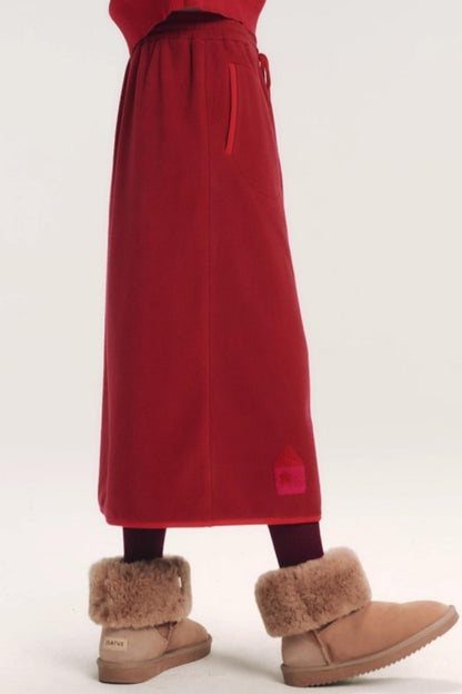 Embroidered Color-Block Skirt