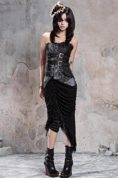 Patchwork Knit Skirt