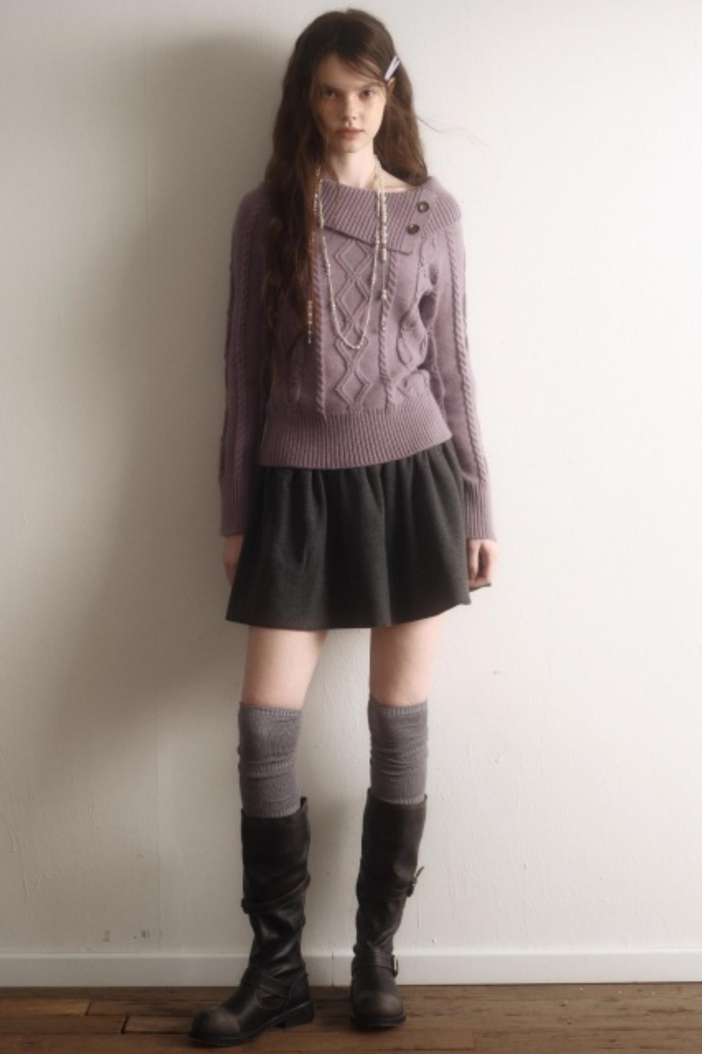 Artist Original Wool Off-Shoulder Sweater