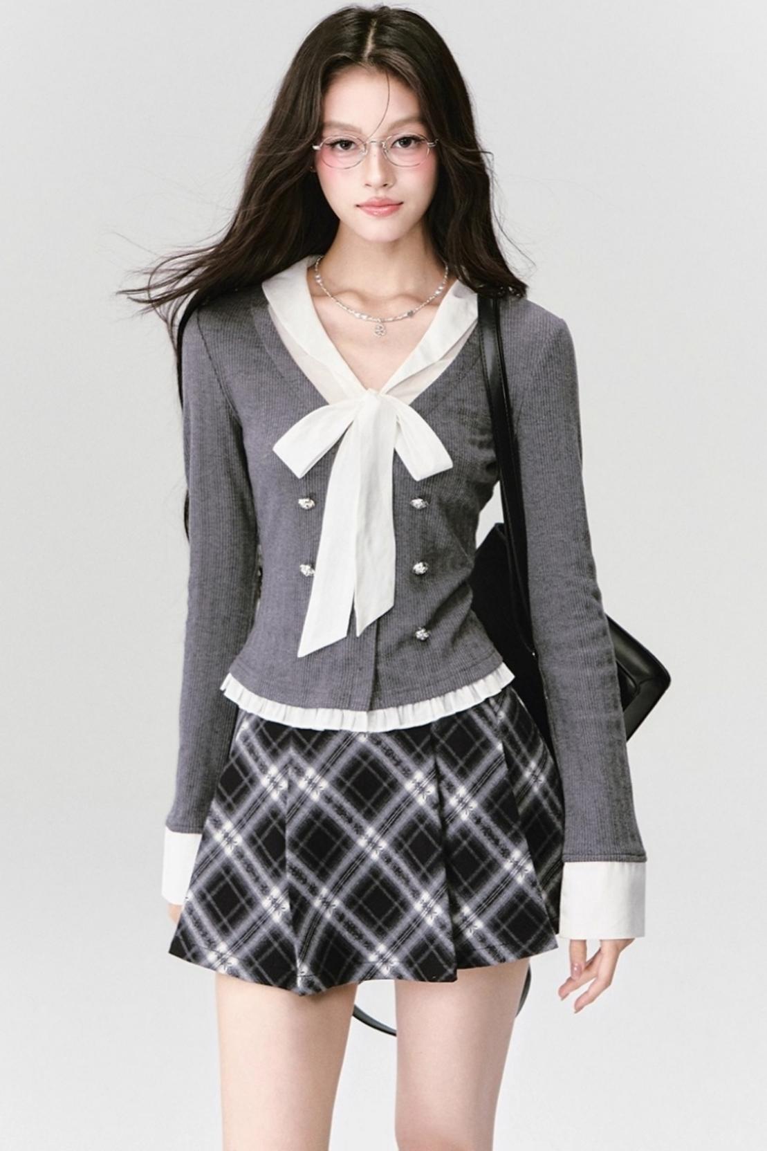 Classic Bow Knitted Top Set-Up