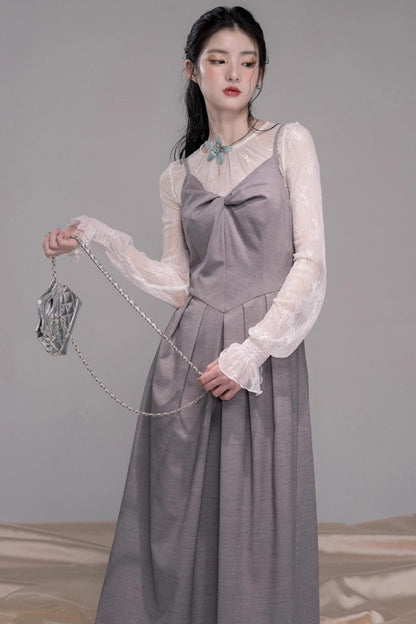 Princess Cloud Gray Suspender Dress