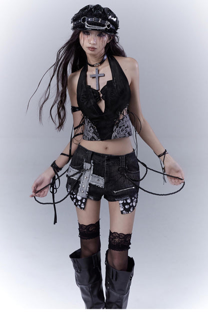 Lace-Infused Leather Tops