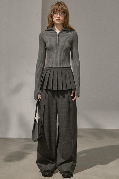 Stand-Up Collar Bottom Sweater