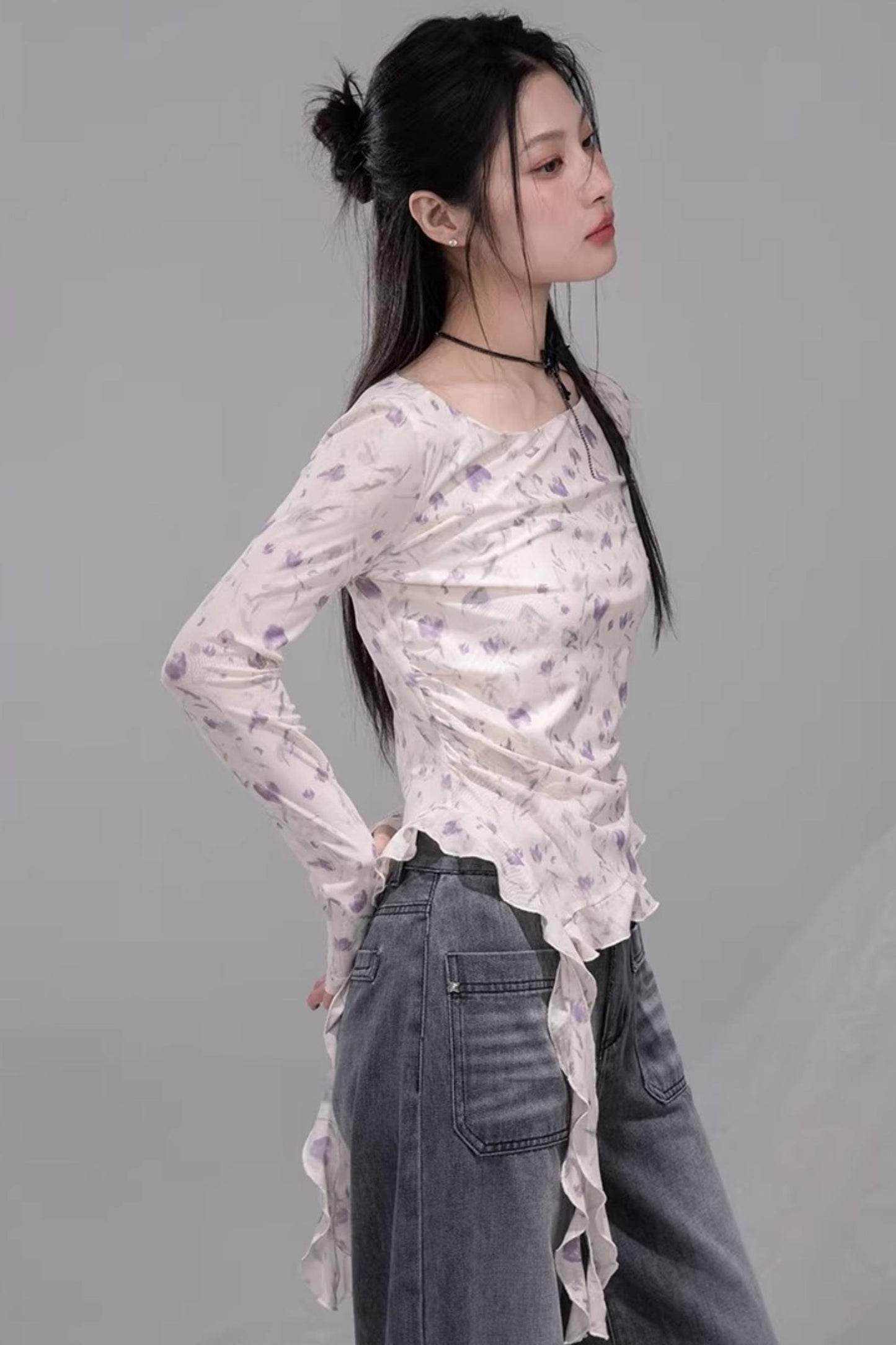 Fluttering Spring Mesh Blouse
