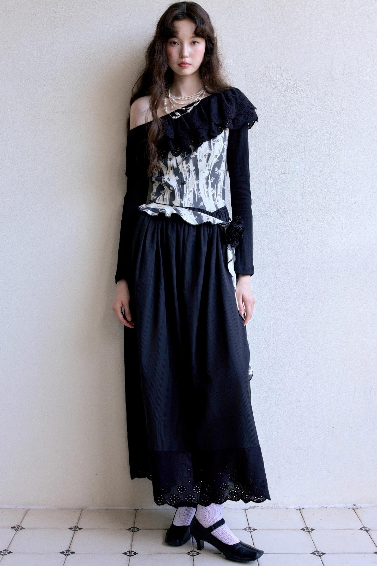 Vintage Shoulder Flower Bud Dress