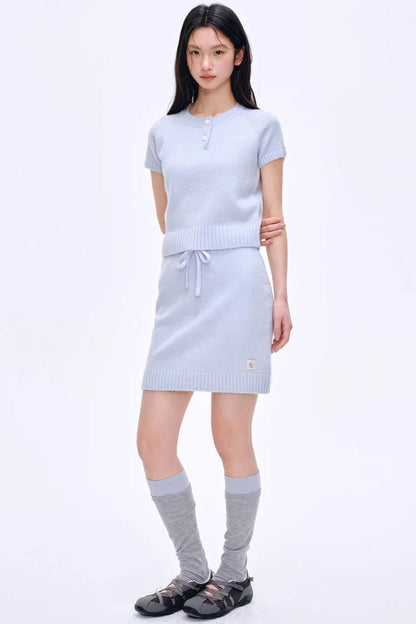 Heartbeat Dialogue Knit Skirt Set-Up