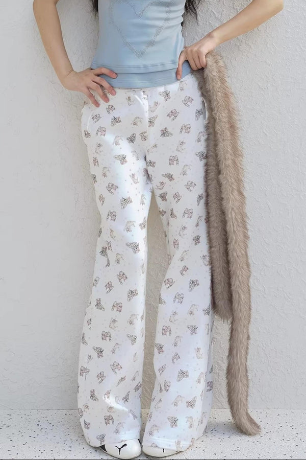 Cat Print Fleece Sweatpants