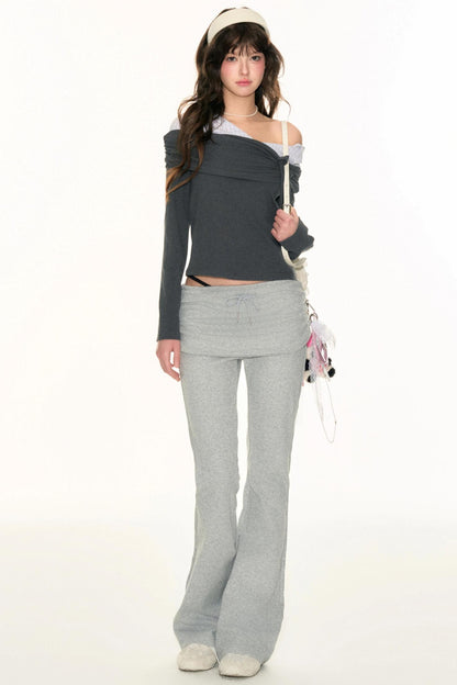 Off-Shoulder Patchwork Top