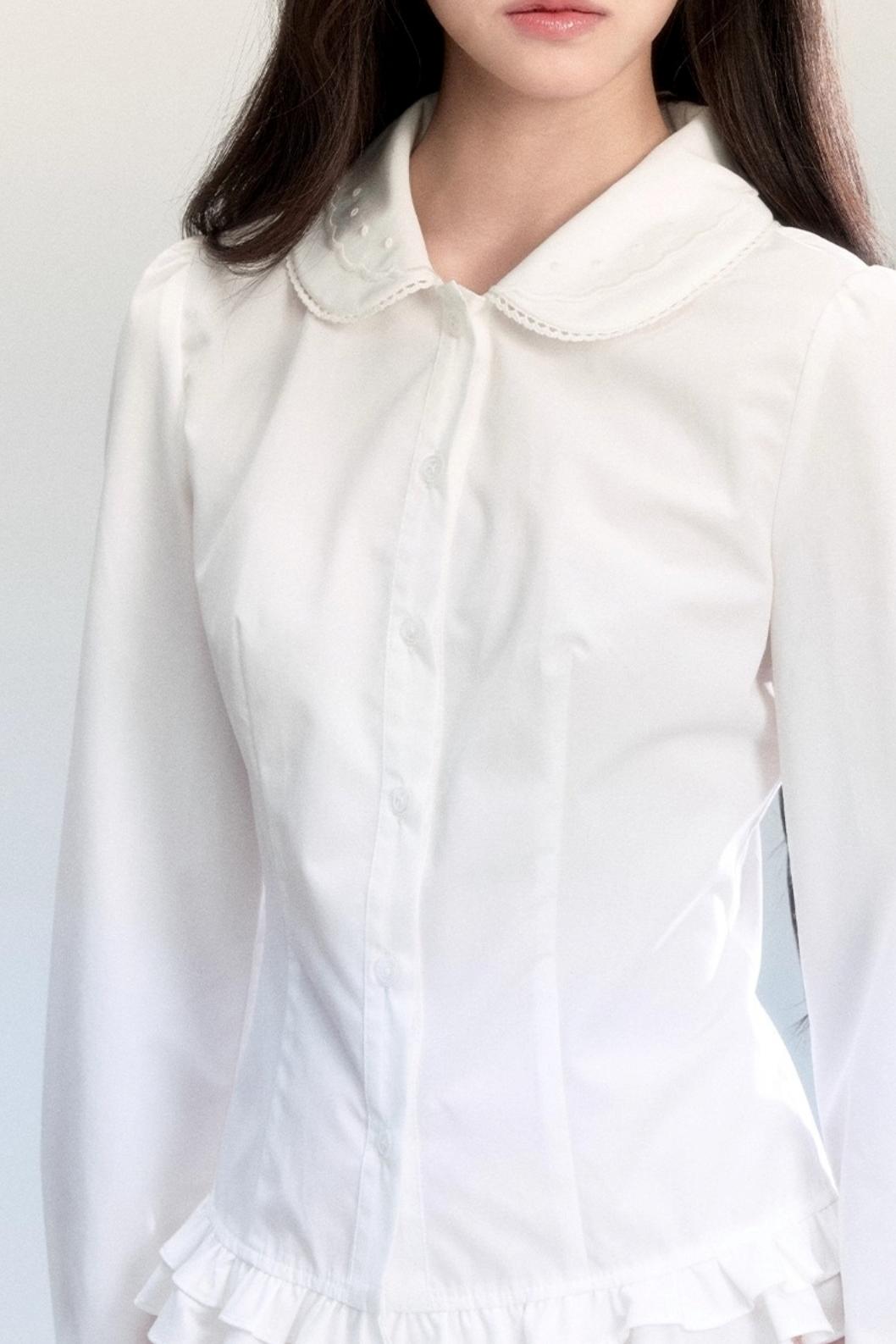 Doll Collar Shirt With Dress Set-Up