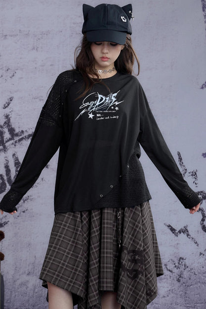 Fighting Spirit Brown Plaid Print Skirt