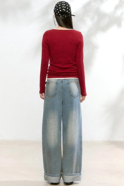 Basic Fake Two-Breasted Base Layer Top