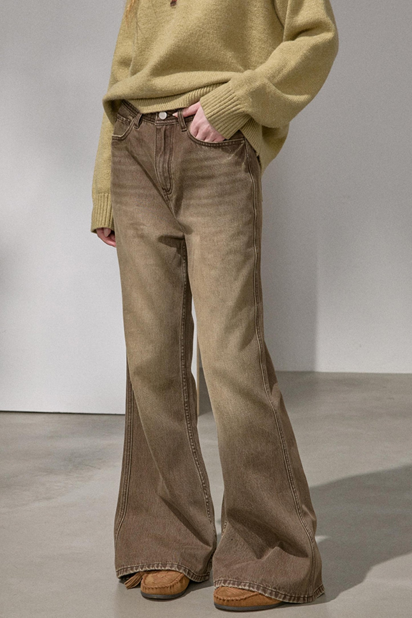 Embroidered Flared Denim Pants