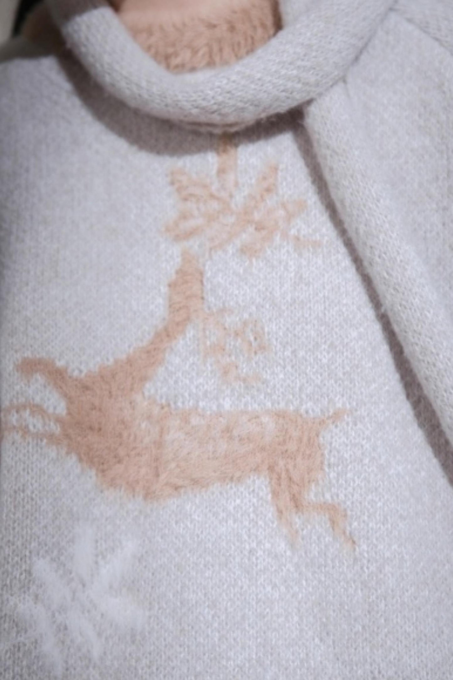 Snow Deer Faux Mink Sweater