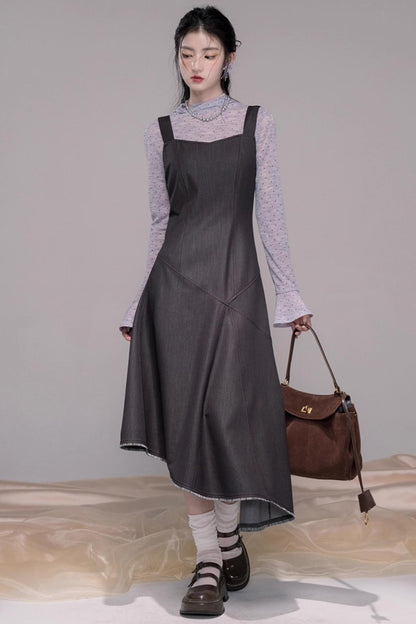 Twilight Gray Polka Dot Shirt Dress Set-Up