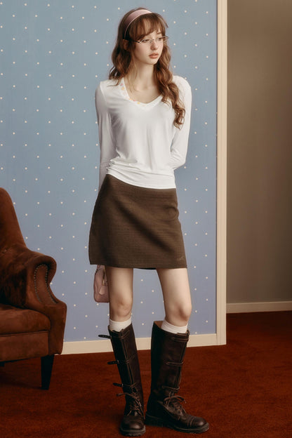 Simple Wool Tight Slim Skirt