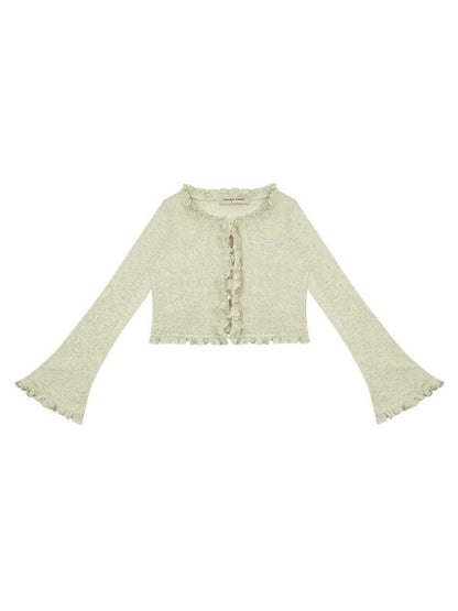 Ruffle Short Knit Cardigan