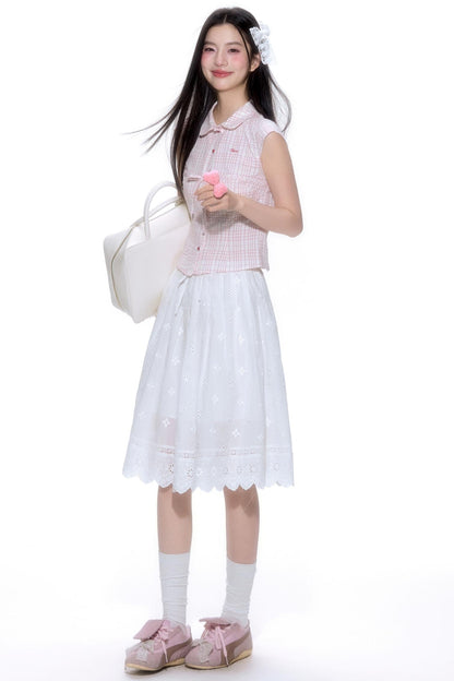 Plaid Short-Sleeve Tie Shirt