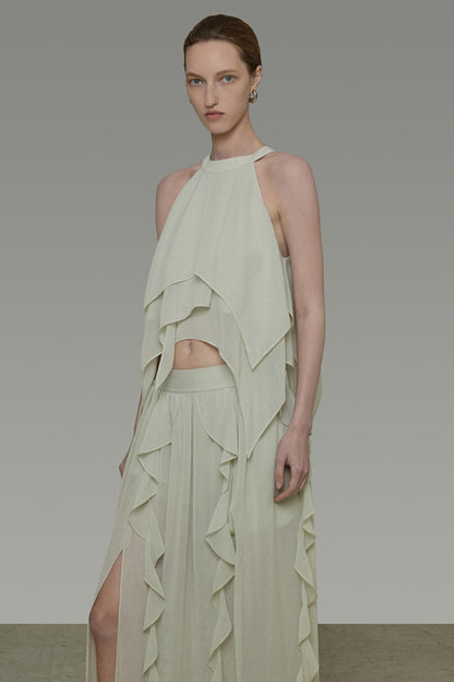 Flutter Belt Midi Skirt