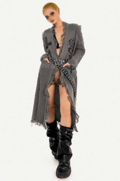 Retro Design Long Cardigan