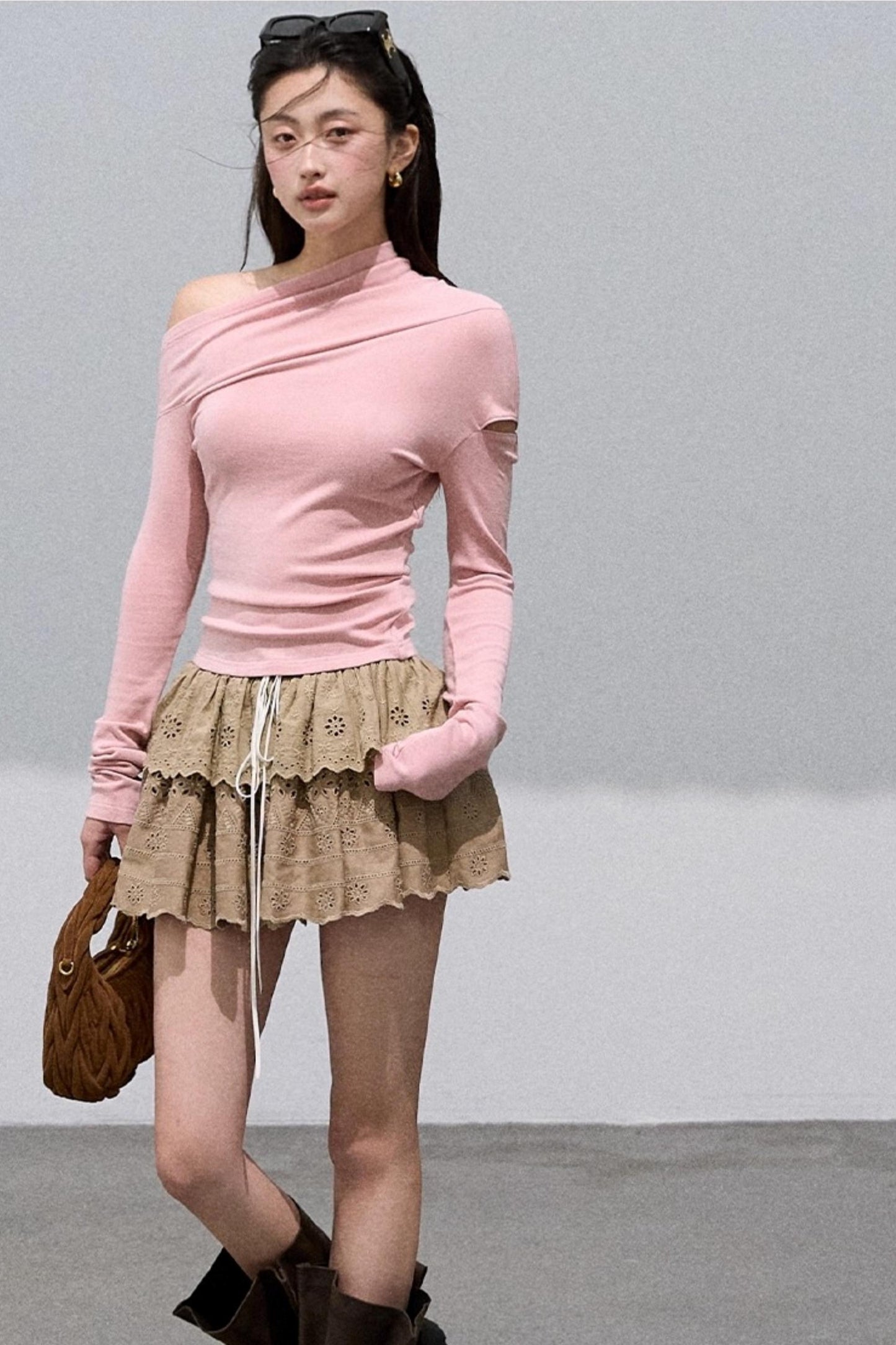 Lyocell Perforated Embroidered Puffy Cake Skirt