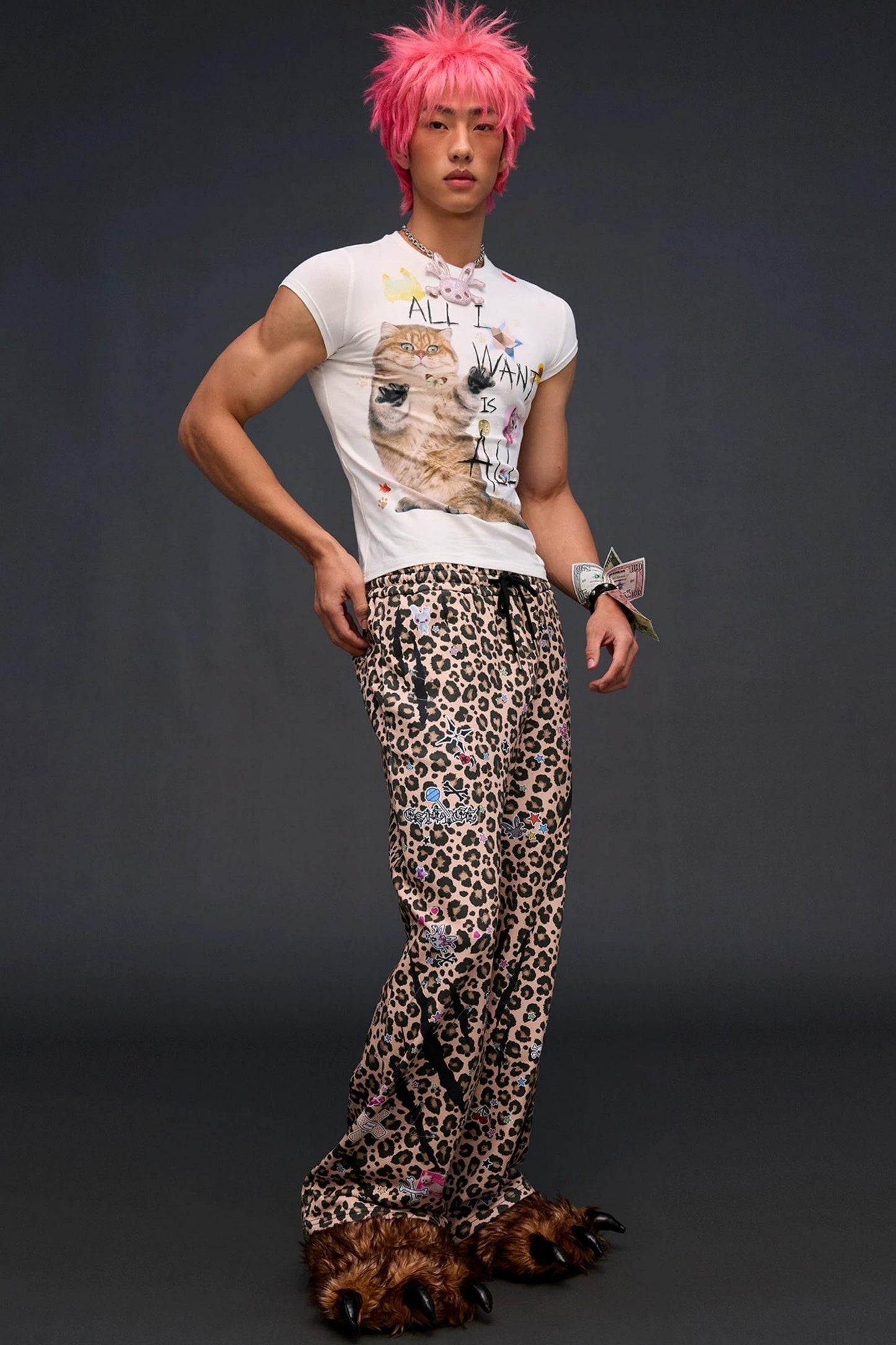 Cat Print Slim Fit Top