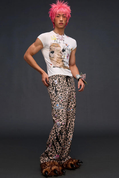 Cat Print Slim Fit Top