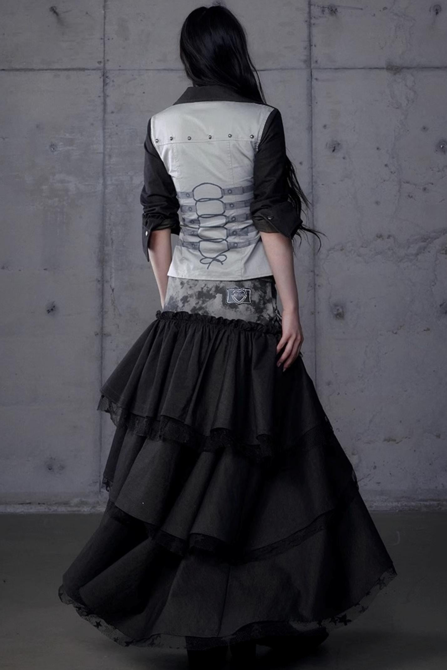 Vintage Punk Court Slim Print Long-Sleeved Shirts